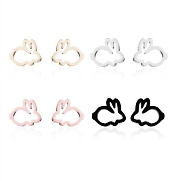 🐰 Adorable Dainty Bunny Rabbit Stud Earrings Available In Various Colors 🐇 - Picture 1 of 2